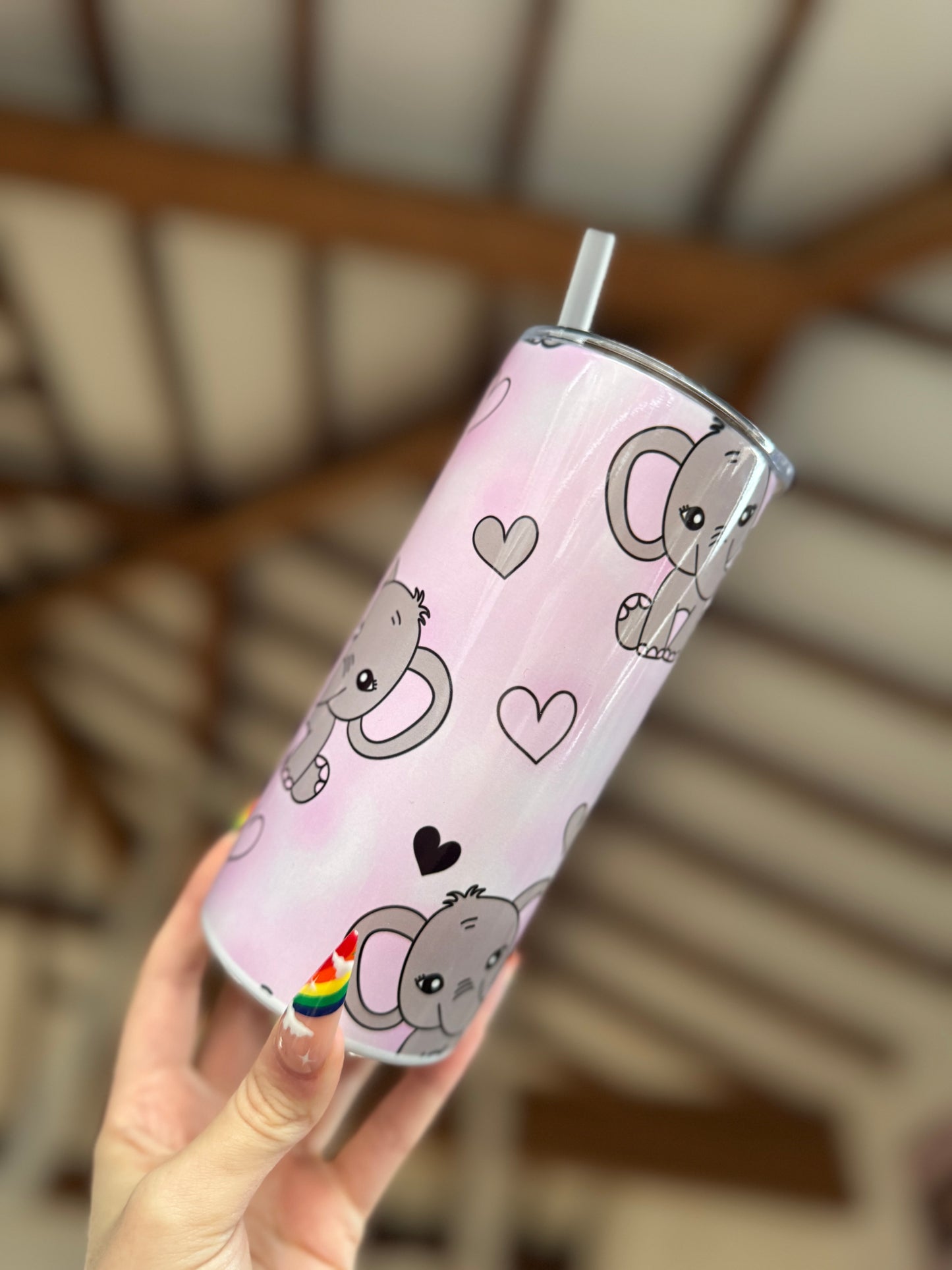 Personalised Cartoon Elephant 15oz Tumbler