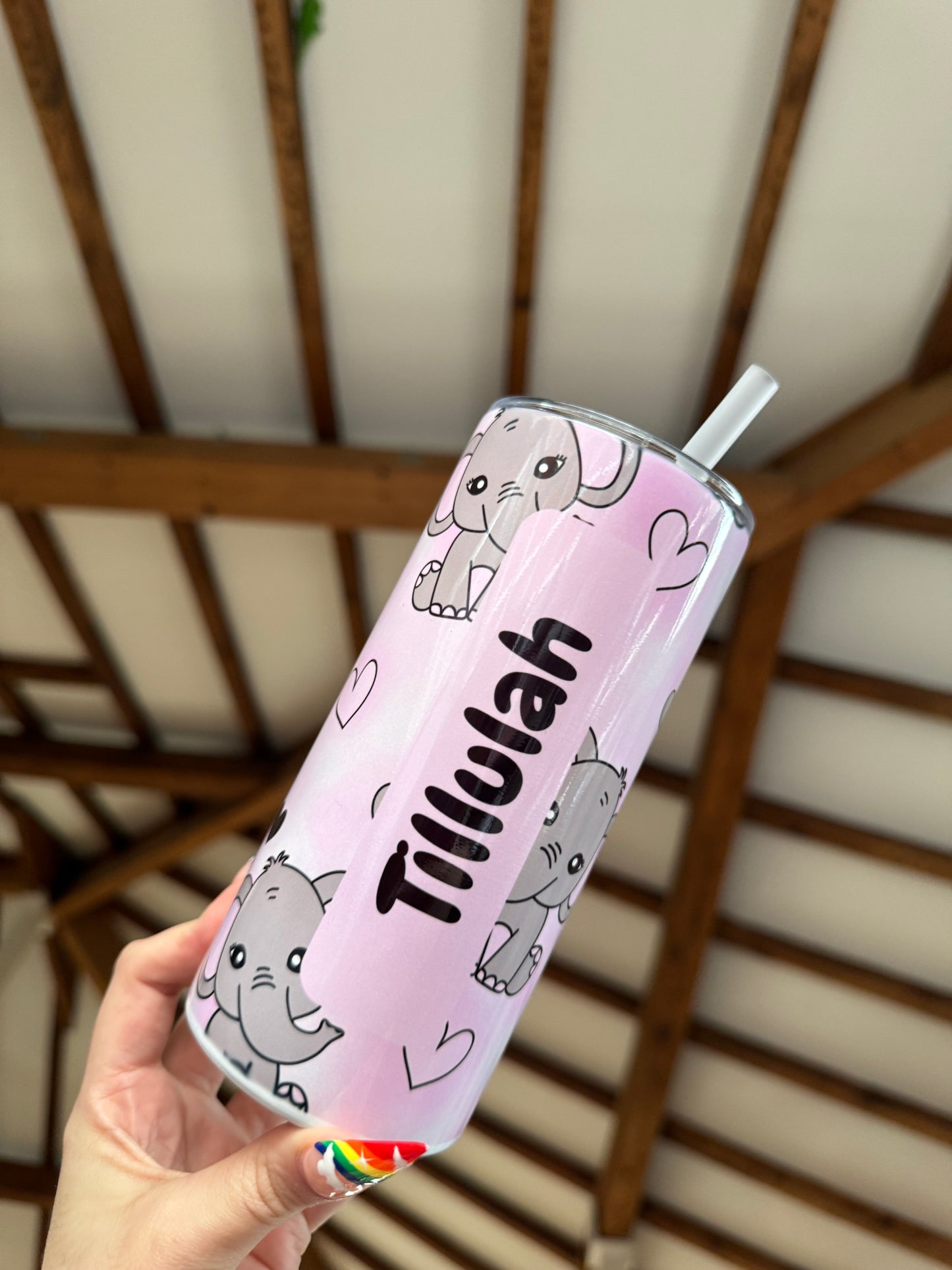 Personalised Cartoon Elephant 15oz Tumbler
