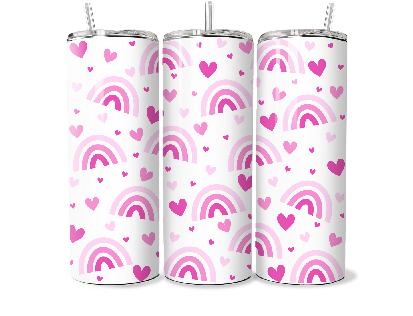 Pink Rainbow Heart 20oz Tumbler