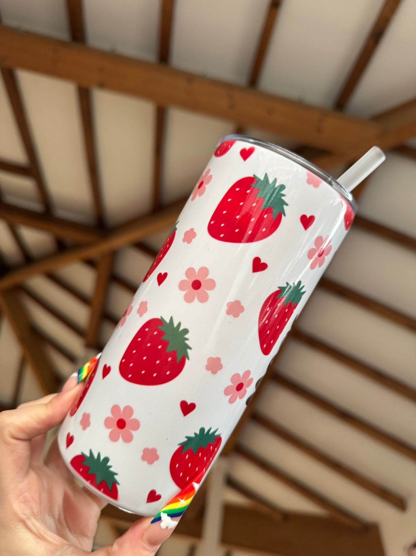 Personalised Red Strawberry 15oz Tumbler