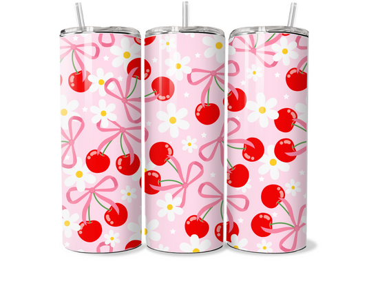 Pink Cherry Daisy Tumbler