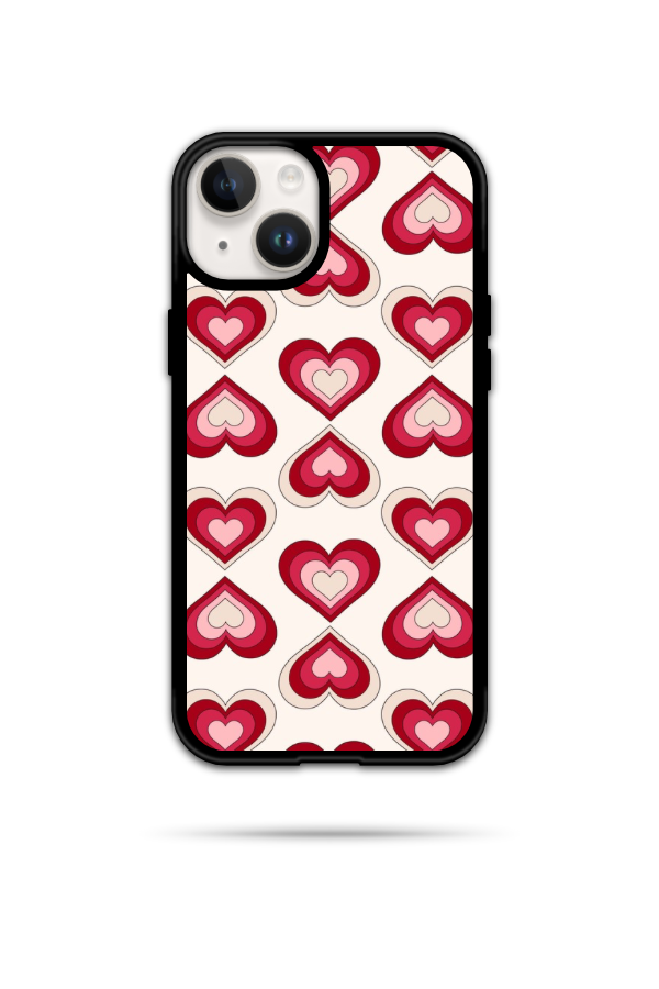 White Groovy Hearts Phone Case