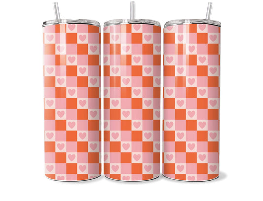 Pink Checkered 20oz Tumbler