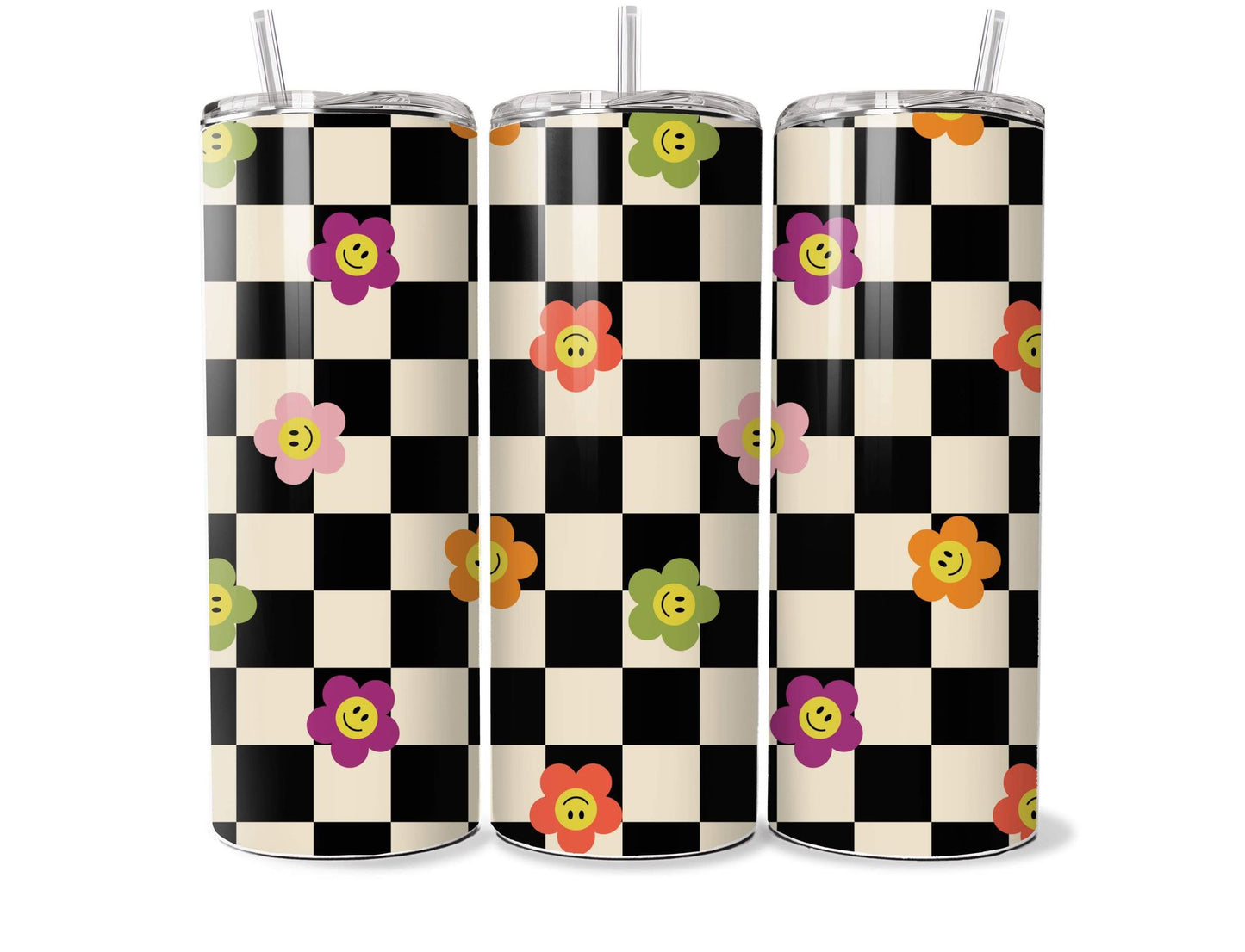 Floral Checkered 20oz Tumbler