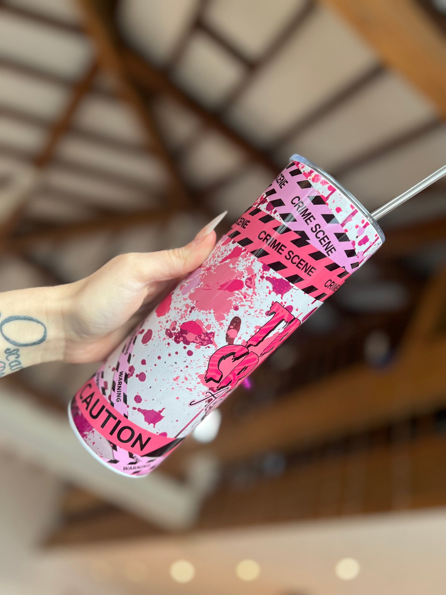 Pink true crime tumbler