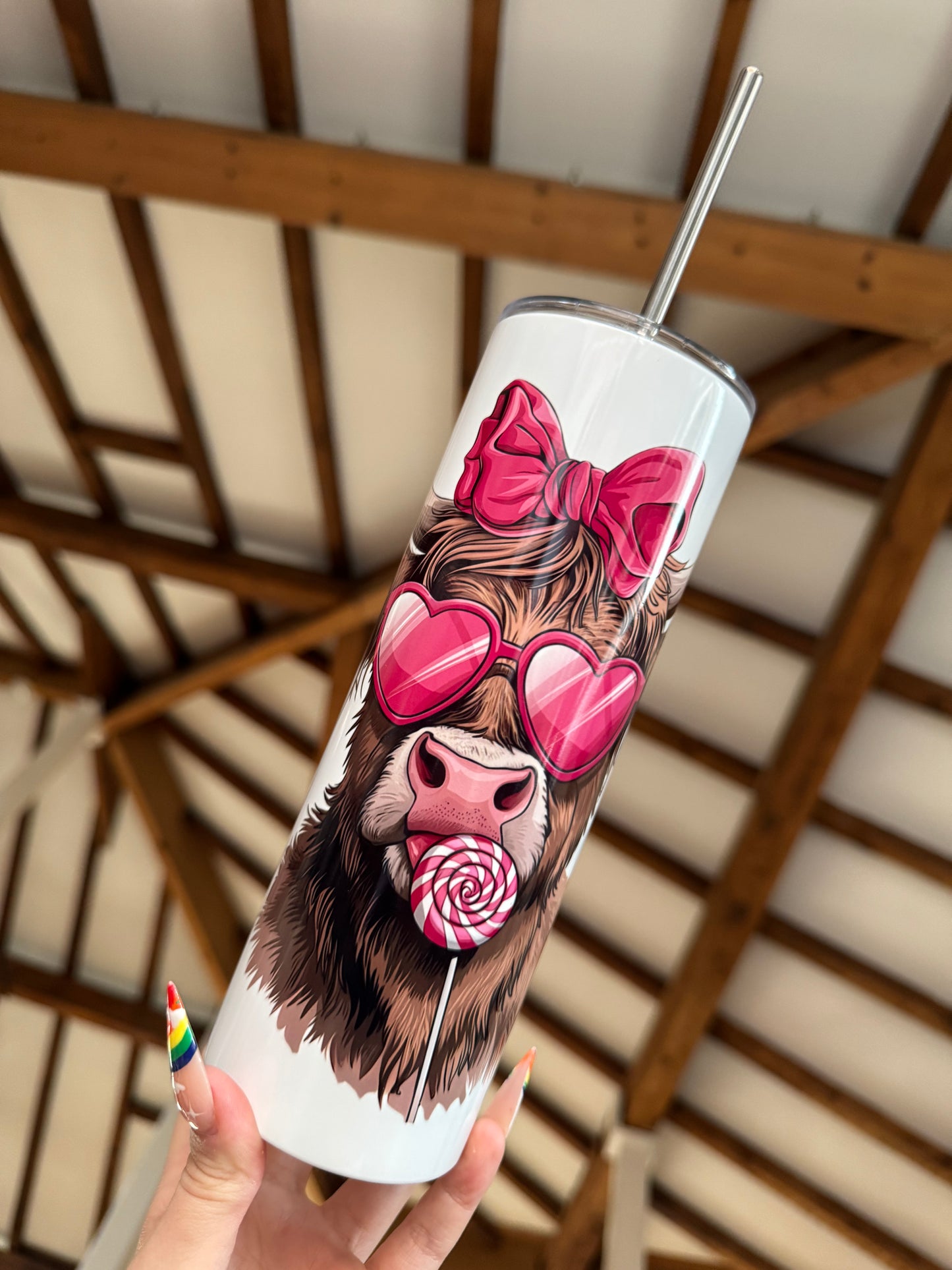 Pink Highland Cow 20oz Tumbler