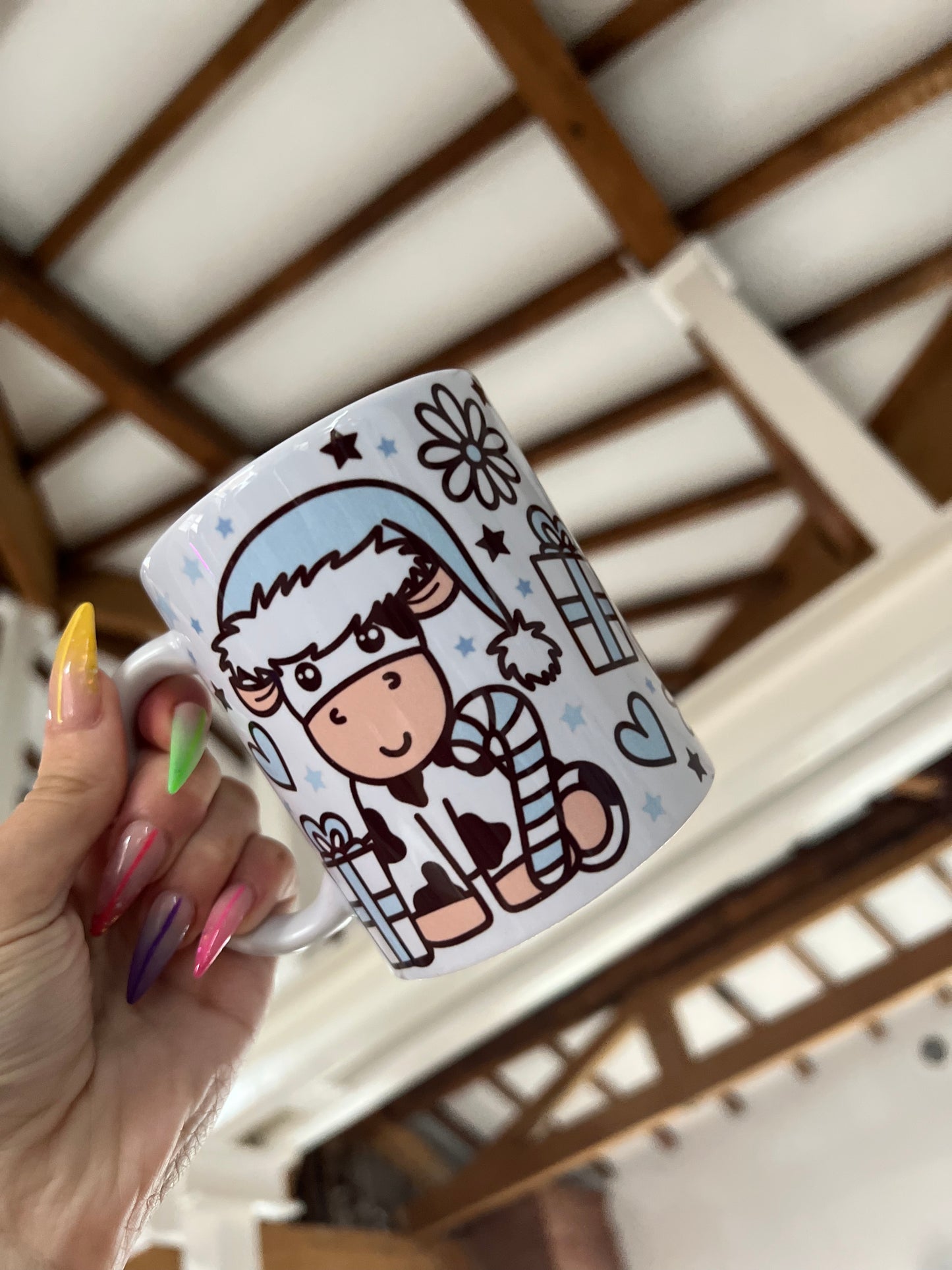 Blue Cow Present Mug