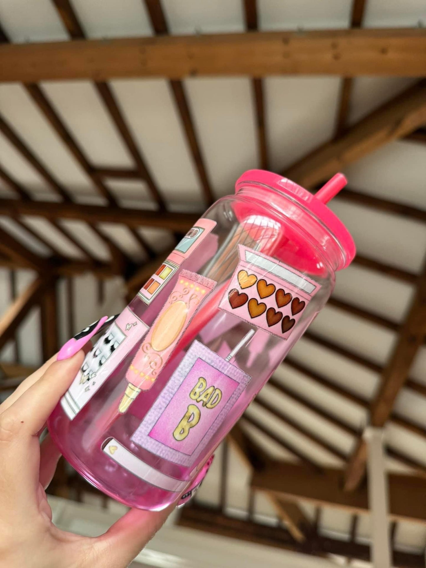 Pink Make Up Plastic Libbey Can