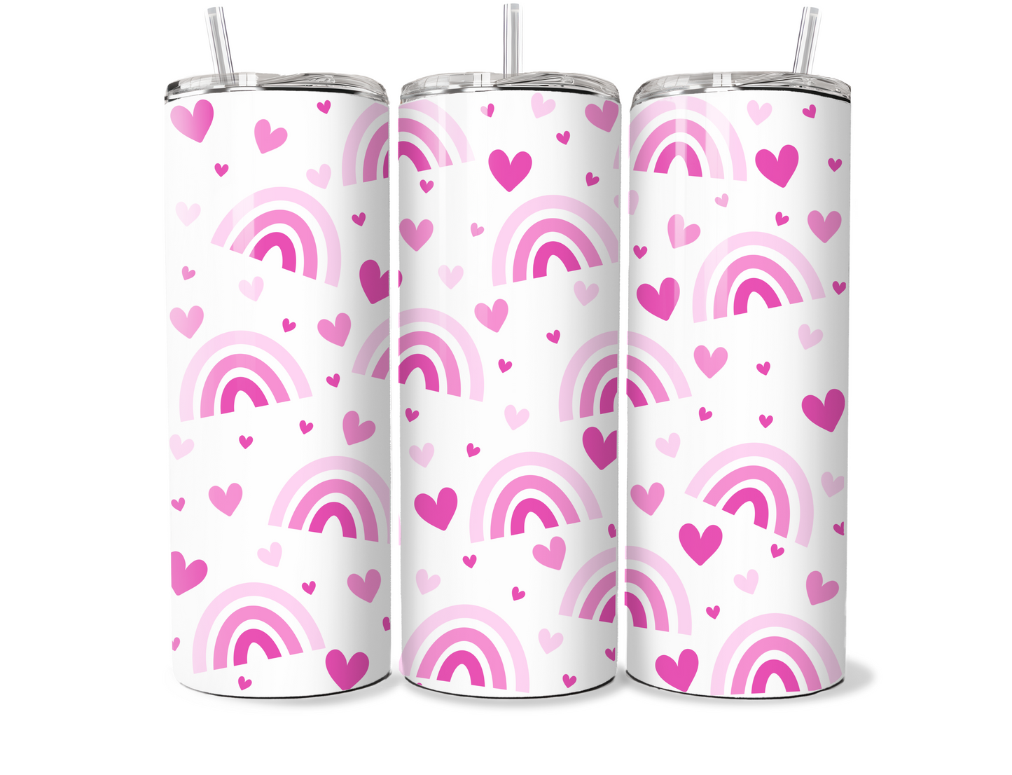 Pink Rainbow Heart Tumbler