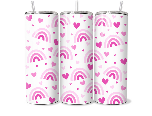 Pink Rainbow Heart Tumbler