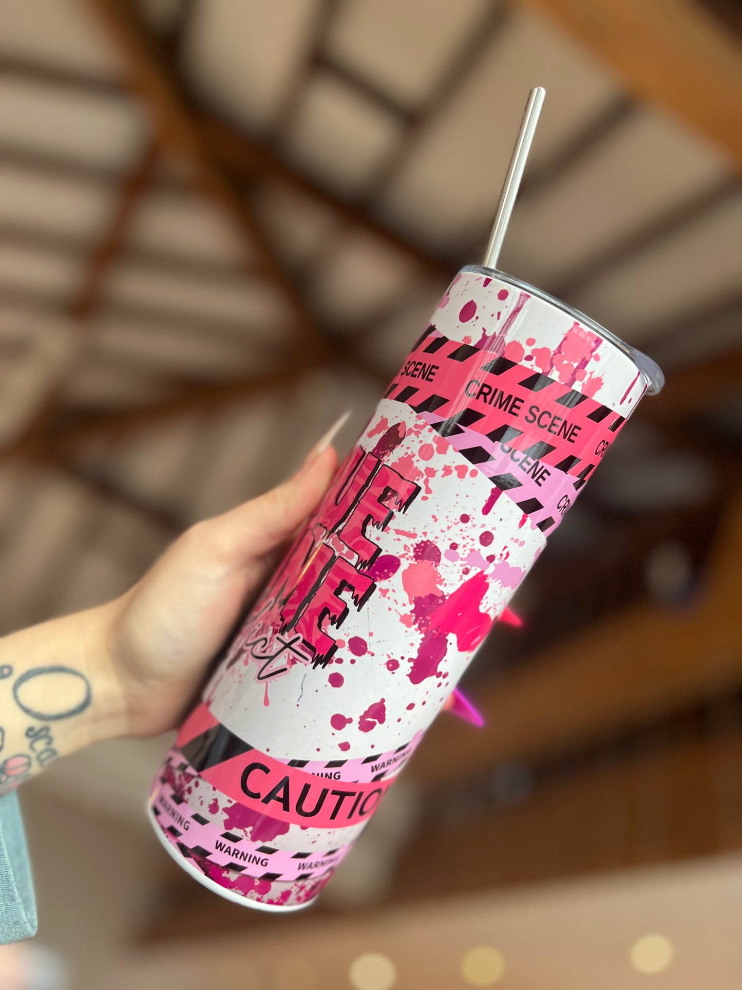 Pink true crime tumbler