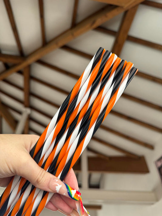 Black, Orange & White Tumbler Straw