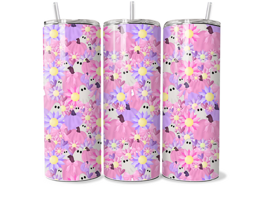 Pink Floral Ghost 20oz Tumbler