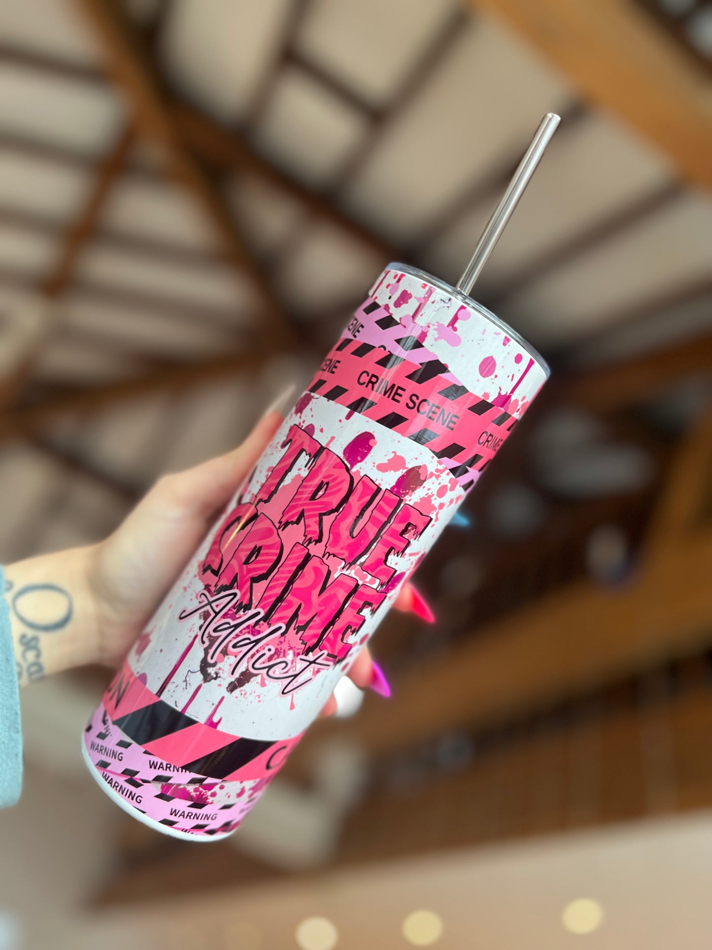 Pink true crime tumbler