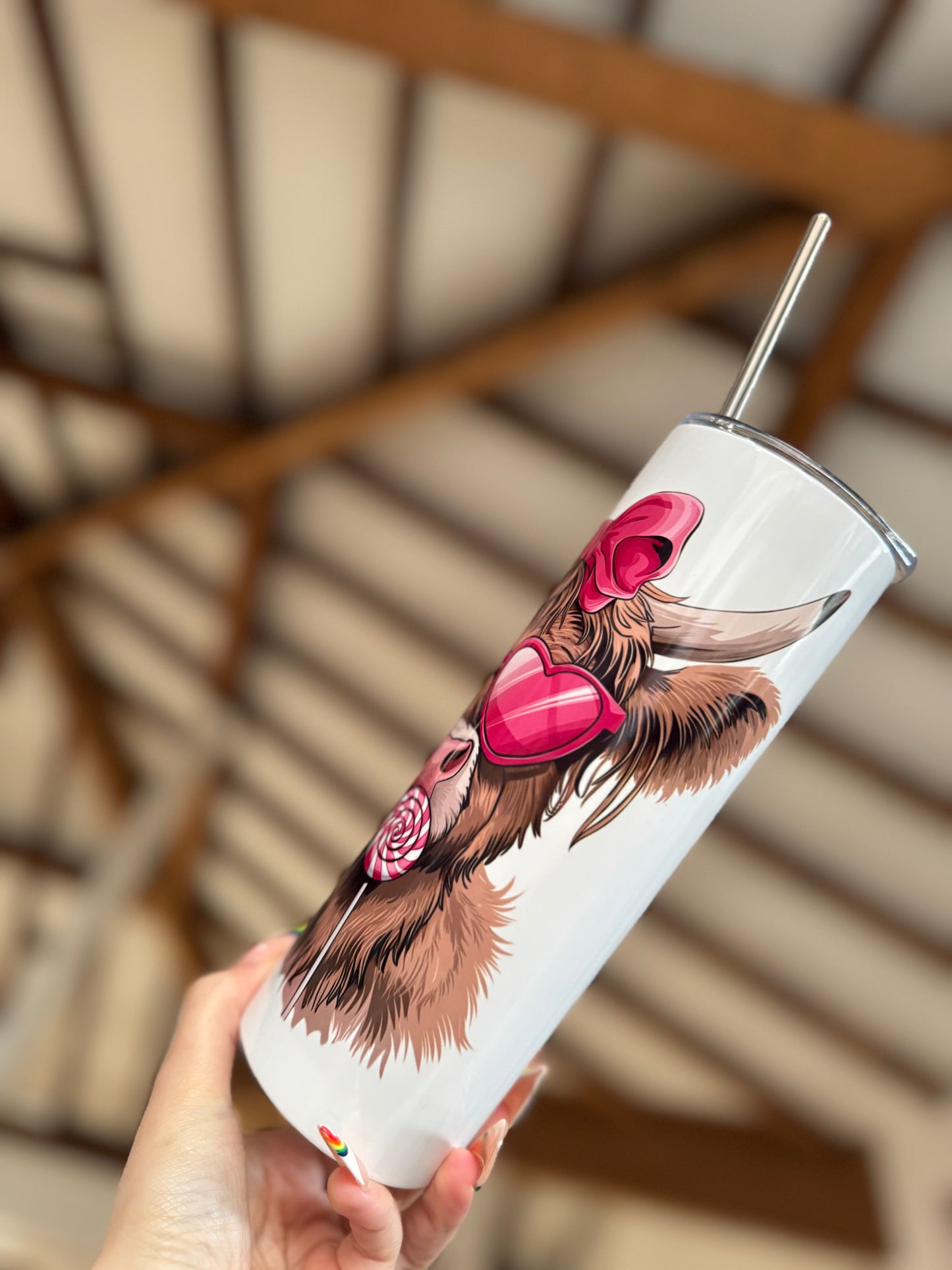 Pink Highland Cow 20oz Tumbler