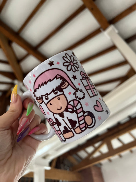 Pink Cow Present Mug