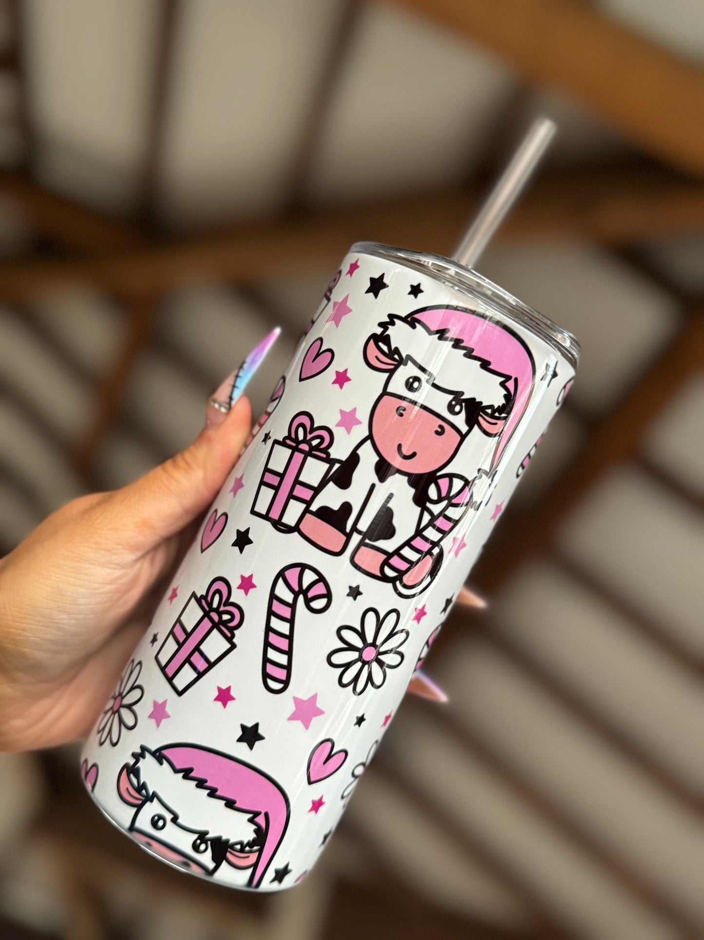 Pink Cow Present 15oz Tumbler