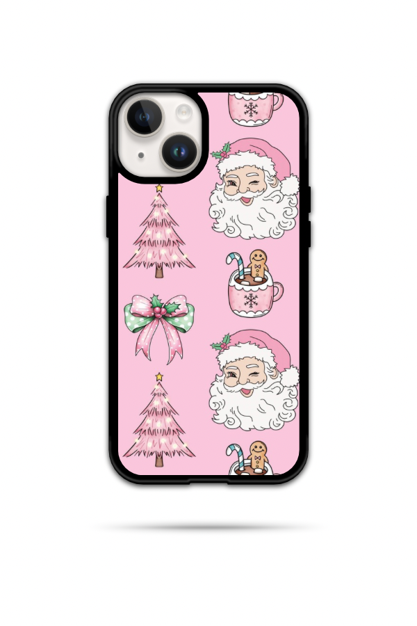 Pink Santa & Trees Phone Case