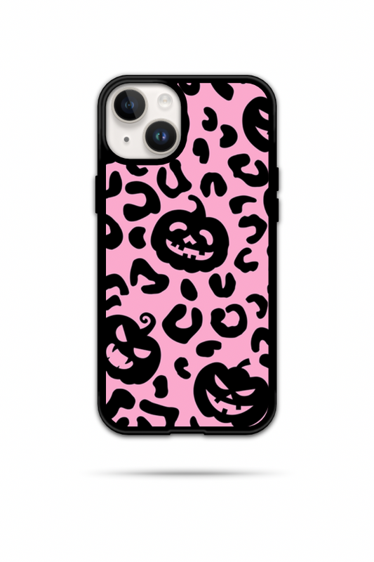 Leopard Print w/ Pumpkins Phone Case (Black & Pink)