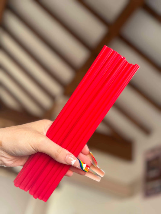 Red Love Heart Straws