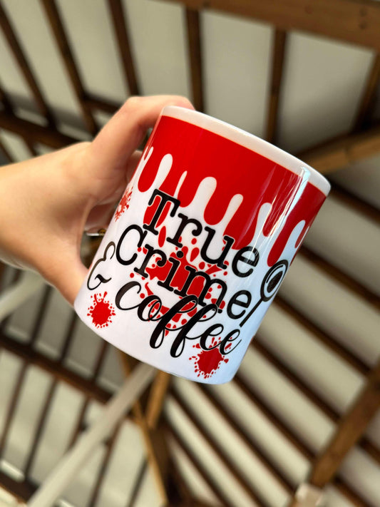 True crime pre made mug