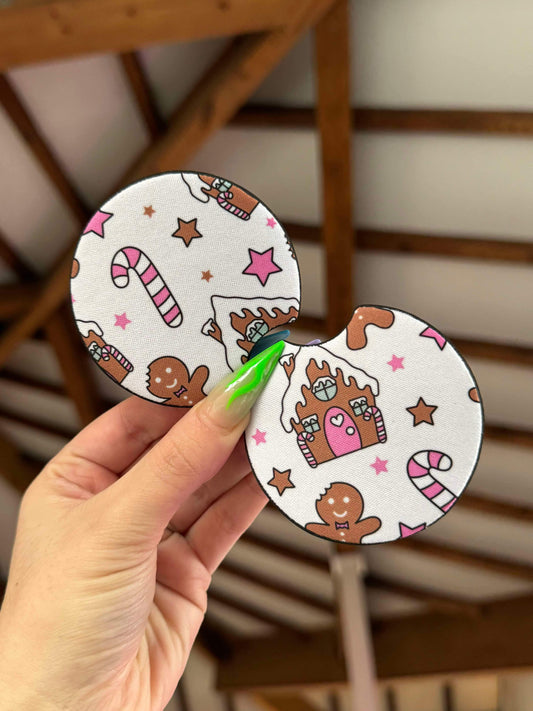 Pink Gingerbread Car Coasters