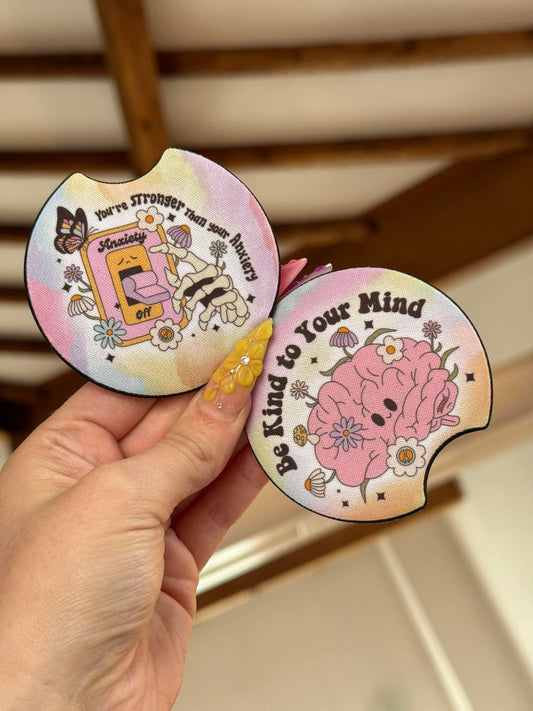 Be Kind To Your Mind Car Coasters